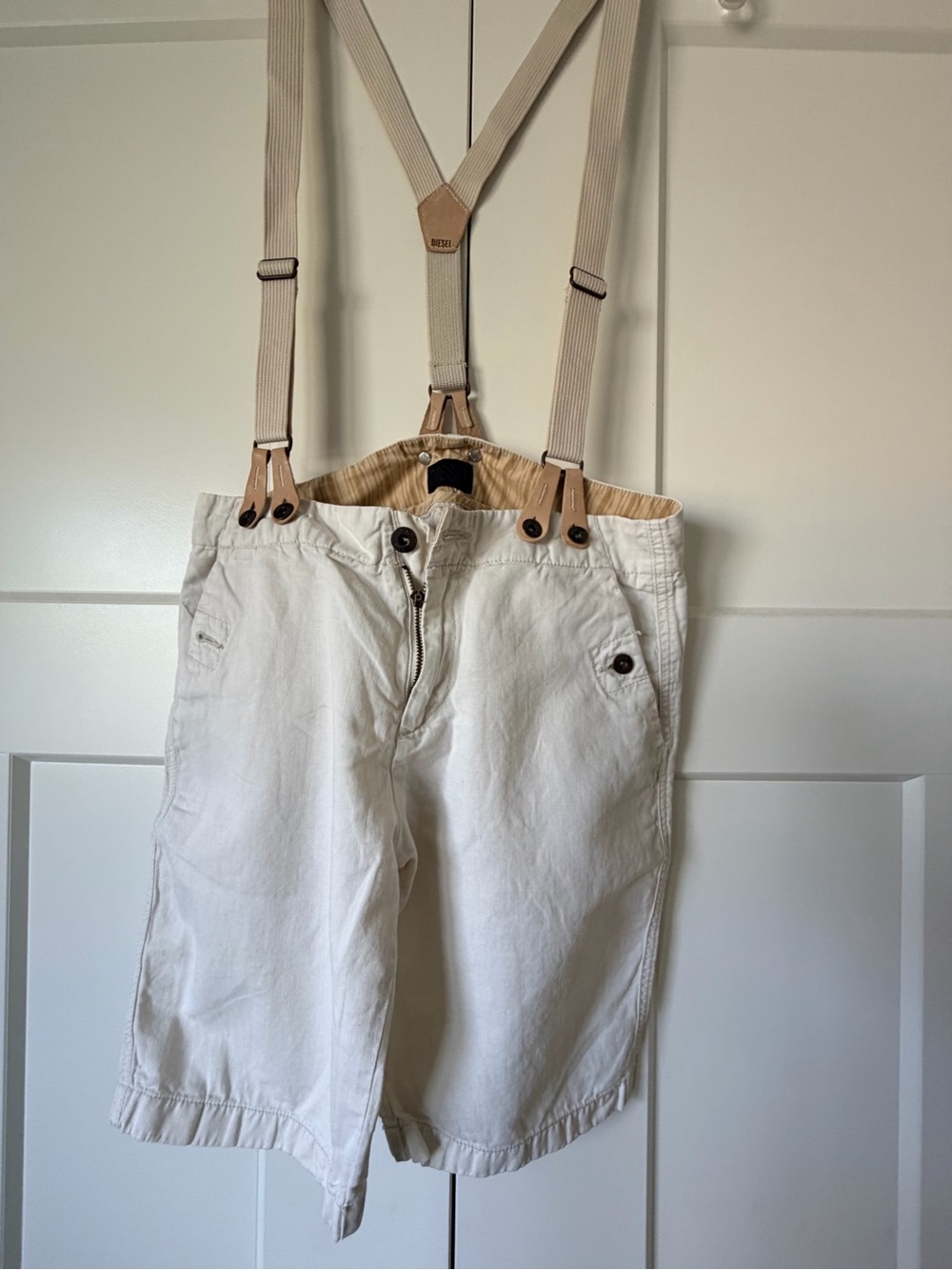 Diesel Cream Suspender Short Jumpsuit